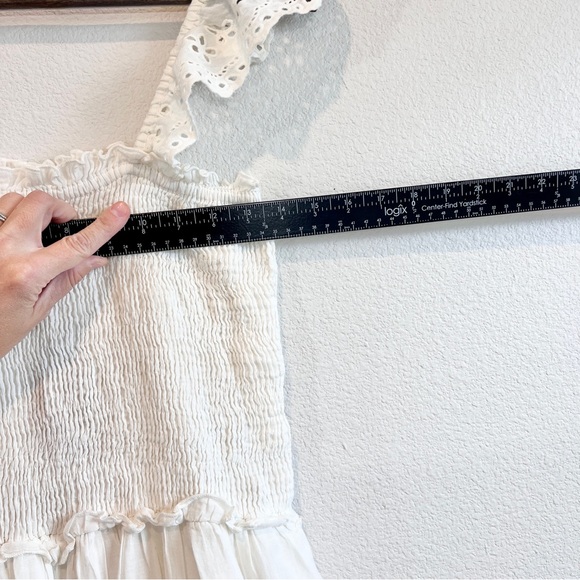 Natural Life White Smocked Cotton Eyelet Midi Dress L/XL Cottagecore Boho NWT - Picture 6 of 12